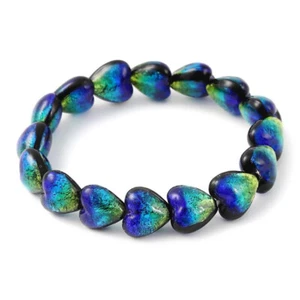 Firefly Glass Okinawa bracelet firefly ball blue Heart 12mm 16cm #218 - Picture 1 of 4