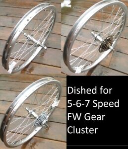 Rear Wheel 20x1.75 Dished for 5-6-7 Speed Gear Cluster Freewheel Steel BoltOn