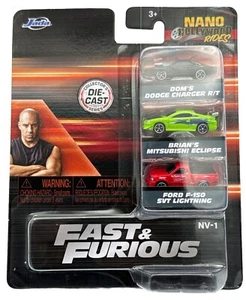 Jada Toys 2024 Fast & Furious NANO Hollywood Rides Charger/Eclipse/F-150 3 Pack - Picture 1 of 4
