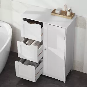 Badschrank Badezimmerschrank Beistellschrank Hochschrank 3 Schubladen 60x30x81cm - Bild 1 von 15