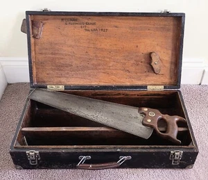 VINTAGE WOODEN CARPENTER'S TOOL BOX - OWNED BY R. CLARE OF FREDK. SAGE & CO LTD - Picture 1 of 15