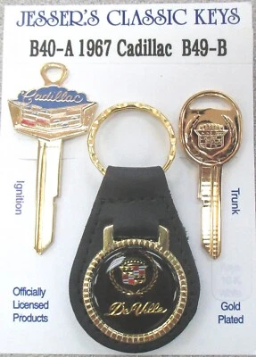 Juego de llaves Art Deco Cadillac Deville 1967 oro amarillo 67 cabeza grande encendido Foto 1 de 4