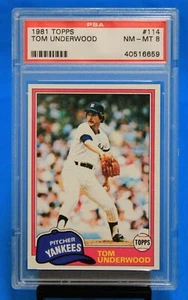 1981 TOPPS # 114 Tom Underwood PSA 8 NM-MT # 40516659 NEW YORK YANKEES !!!! - Picture 1 of 2