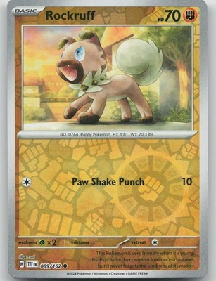 Rockruff 089/162 Common SV05: Temporal Forces NM Reverse Holo - Image 1 of 2