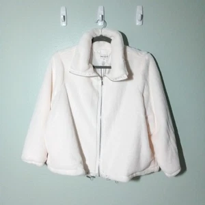 For The Republic Bomber Jacket size 2X, NEW! Ivory Faux Fur Modern Snow Bunny - Picture 1 of 10
