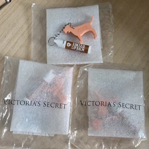 LOT OF 3 VICTORIA'S SECRET PINK LIP BALM SPF AND DOG KEY CHAIN NIP - Picture 1 of 2