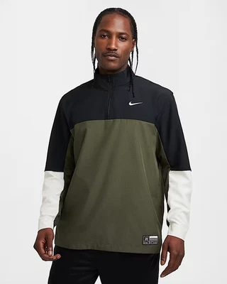 Jaqueta masculina Nike taco de golfe Dri-FIT 1/2 zíper preta cáqui osso tamanho L FQ1155-010 - Imagem 1 de 4