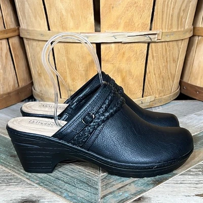Zuecos Croft & Barrow Donjon cómodos de cuero sintético negros sin cordones para mujer talla 6,5 Foto 1 de 4