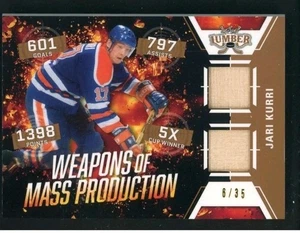 Tarjeta SP 2022 Leaf Lumber Hockey Jari Kurri Salón de la fama parche doble usado en juegos #06/35 - Imagen 1 de 2