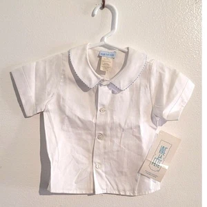 Vive La Fete Regatta Boys Button Up Short Sleeve Shirt White Size 18M NEW - Picture 1 of 7