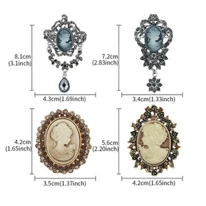 Crystal Rhinestones Cameo Vintage Brooches for Women Queen's Cameo Beauty - Imagen 1 de 35
