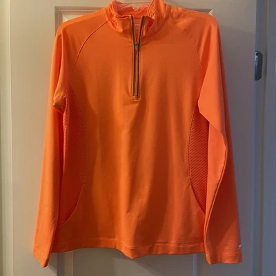 Camisa de golf Slazenger 1/4 cremallera para mujer talla grande manga larga pulóver naranja vibrante Foto 1 de 4