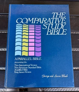 The Comparative Study Bible Zondervan VGUC 1984 Parallel 4 Versions Blue - Picture 1 of 18
