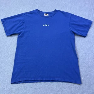 Vintage Nike Shirt Herren M blau bestickt Mitte Swoosh weißes Etikett 90er hergestellt in den USA - Bild 1 von 10