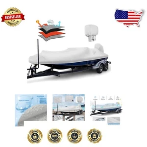 Cubierta de barco duradera 1200D PU compatible con botes de lubina, pesca y esquí - 14-16 pies - Imagen 1 de 8