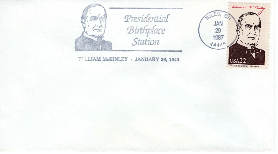 WILLIAM McKINLEY PRESIDENTIAL BIRTHPLACE,   NILS, OH 1987 FDC9547 - Image 1 of 1