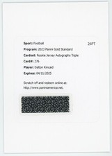Dalton Kincaid 2023 Panini Gold Standard Jersey Triple Auto Redemption