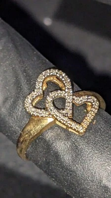 Interlocking Heart 14kt Gold Ring 3.43g SIZE Unknown  - Image 1 of 4