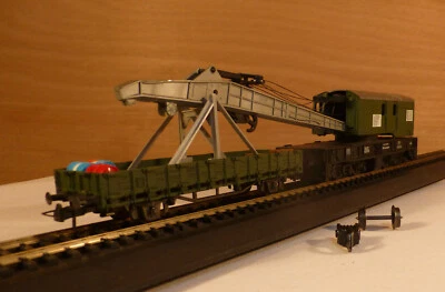 ROCO #4316+4317A, 250t  Eisenbahnkran m. Schutzwagen DB, grün, DC, Ep.4, H0, EVP - Bild 1 von 4