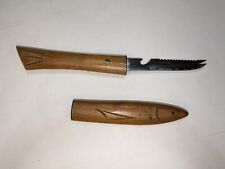 Rare Vintage TIC Japan Floating Fish Fillet Knife Hand Carved Wood Case