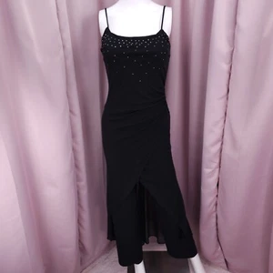 '90s Y2K Charlotte Russe Women's Black Rhinestone Backless Formal Jumpsuit Small - Picture 1 of 8