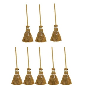 8PCS Mini Brooms Dollhouse Accessories Wizard Broomstick Witches Prop Broom - Picture 1 of 12