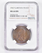 MS64 BN 1967 Great Britain Penny - Graded NGC - Electric Tone *8942