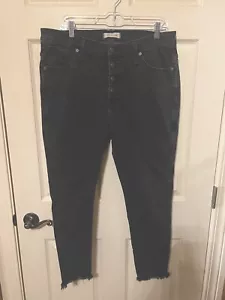 Pantalones de mezclilla negros desteñidos Madewell con botones talla 33P 100 % algodón dobladillo crudo - Imagen 1 de 8