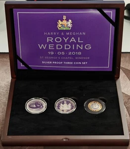 2018 Harry & Meghan Royal Wedding Silver Proof Three Coin Set - Picture 1 of 12