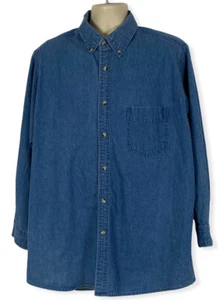 Dickies Mens Shirt Size XL Blue Denim Cotton Button Front Long Sleeve - Picture 1 of 6