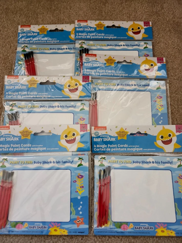 Nickelodeon pinkfong Baby Shark 4 Magic Paint Cards with Brushes