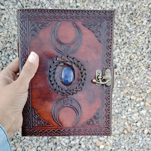 Personalized Handbound Small Leather Journal Triple Moon Spell Book Of Shadow - Picture 1 of 8