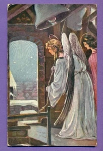 Christmas ANGEL VINTAGE POSTCARD USED 496 - Picture 1 of 2