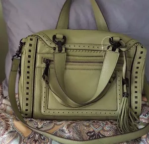 NWT Aimee Kestenberg Pebble Leather April Satchel-Moss green - Picture 1 of 5