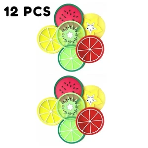 12 PCs Fruit Coaster Set Colourful Silicone Cup Drink Holder Mat Tableware Mat - Picture 1 of 10