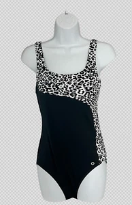 TRAJE DE BAÑO M&S GOODMOVE ANIMAL PRINT CUELLO REDONDO NEGRO MEZCLA - Imagen 1 de 6