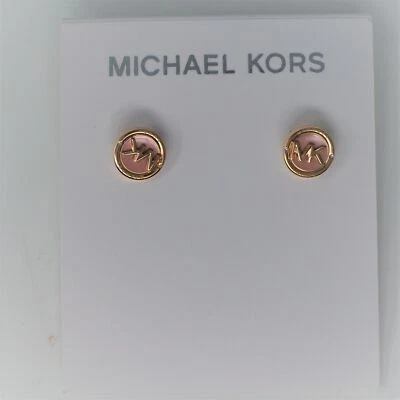 MICHAEL KORS Rose Gold Tone Branded Stud Earrings mkj7866791 - Image 1 of 4