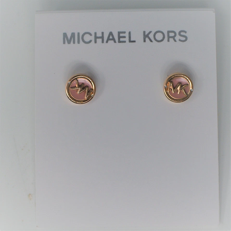 MICHAEL KORS Rose Gold Tone Branded Stud Earrings mkj7866791 - Image 1 of 4
