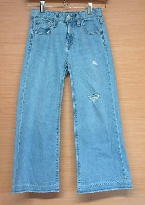 Pantalones de mezclilla para niña Old Navy de tiro alto holgados rasgados pierna ancha cintura ajustable talla 8 Foto 1 de 4
