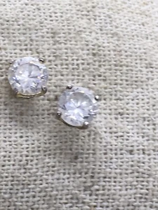 Sterling Silver 7mm Crystal Post Earrings 1.6g (15-24) - Picture 1 of 2
