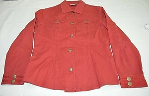 Chaqueta de mezclilla para mujer Chicos manga larga bolsillos con cuello mezcla algodón roja talla 1 - Imagen 1 de 6