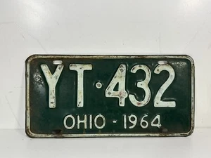 Vintage 1964 Ohio License Plate ~ "YT 432" ~ ORIGINAL ~ Green - Picture 1 of 4