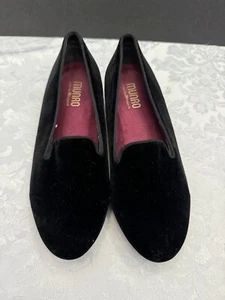 Munro Size 8.5W Cerise Smoking Black Velvet Loafer Slip On Comfort Shoe - Picture 1 of 10