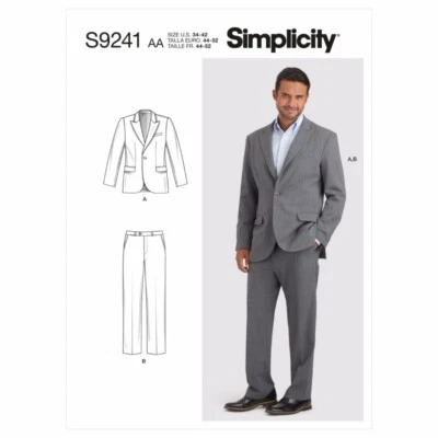 Simplicity Sewing Pattern S9241 Mens' Suit Jacket & Slightly Tapered Trousers - Image 1 of 2