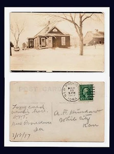 IOWA NEW PROVIDENCE REAL PHOTO POSTED 1917 TO AF HINSHAW OF WHITE CITY, KANSAS. - Picture 1 of 1