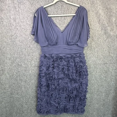 JS Collections Women's Blue Size 10 Pleated Floral Cocktail Dress - Image 1 of 4