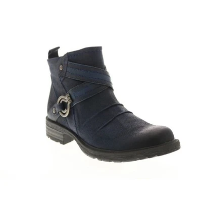 Earth 'Laurel' Cuero Azul Marino Gamuza Hebilla Botas Cortas Botín al Tobillo Foto 1 de 4