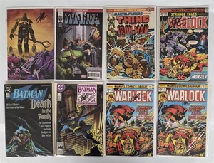 LOTE DE CÓMICS TODOS FIRMADOS (8) DE JIM STARLIN Thanos Batman Warlock Strange Tales promedio casi nuevo+ - Imagen 1 de 4