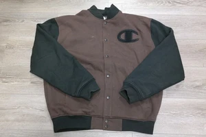 Champion Jacke Herren XL braun schwarz Druckknopfleiste Varsity Bomber gesteppt Logo - Bild 1 von 6