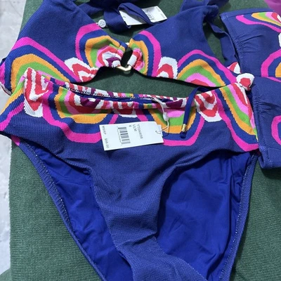 Conjunto de Bikini Trina Turk Arco Iris Remolino Cintura Alta Azul Marino Talla 6 Nuevo Con Etiquetas Foto 1 de 4
